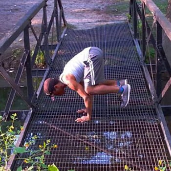 Crow Pose on A Bridge - Yoga Makes You A Better Runner