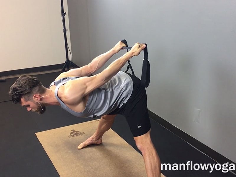 Wide-legged Forward Fold (with Strap for Chest Opening Stretch)