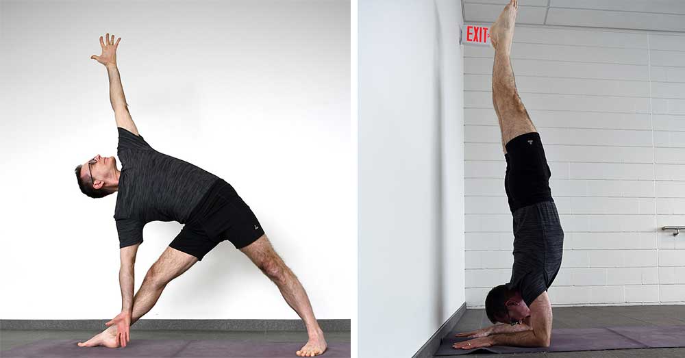 Advanced yoga poses - forearm stand and side angle poses for men