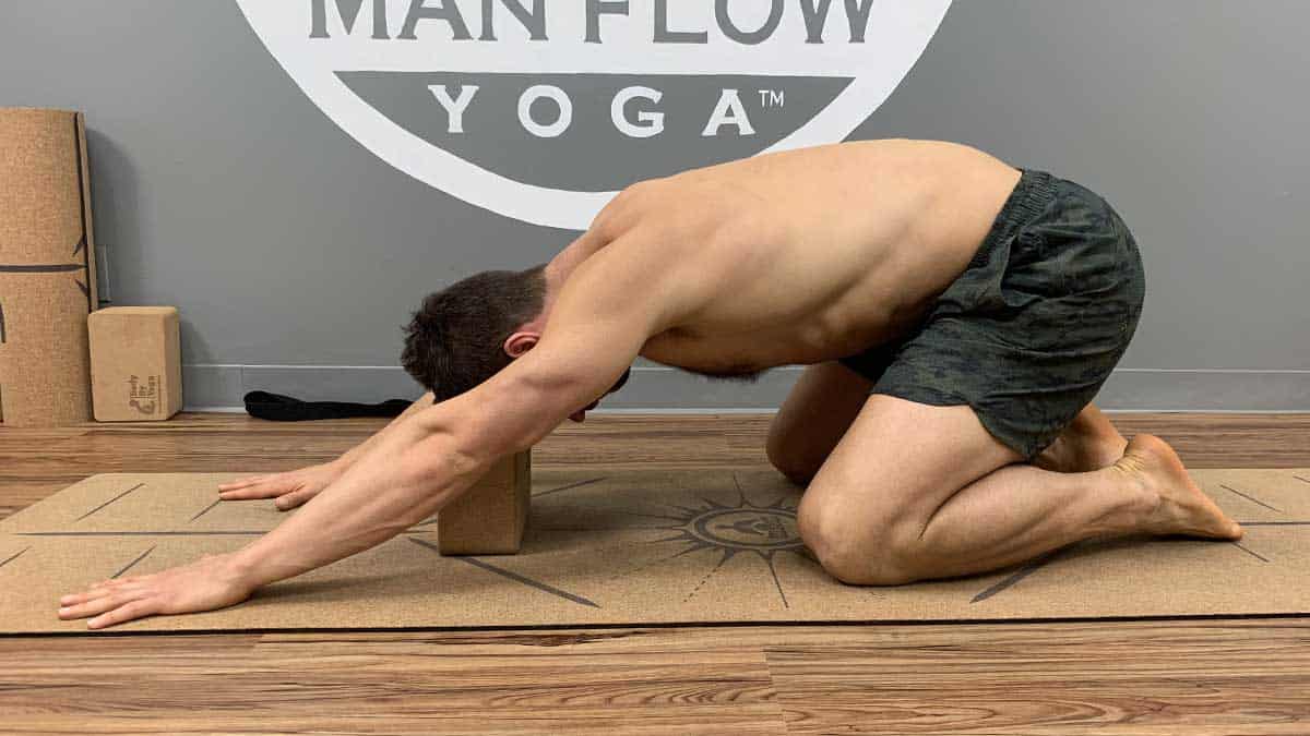 Yoga for Back Decompression - Child's Pose - Modification: Head on block