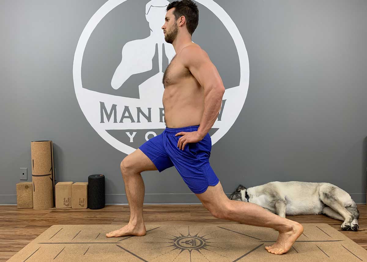Yoga for Spinal Decompression - High Lunge Modification - Bent Knee