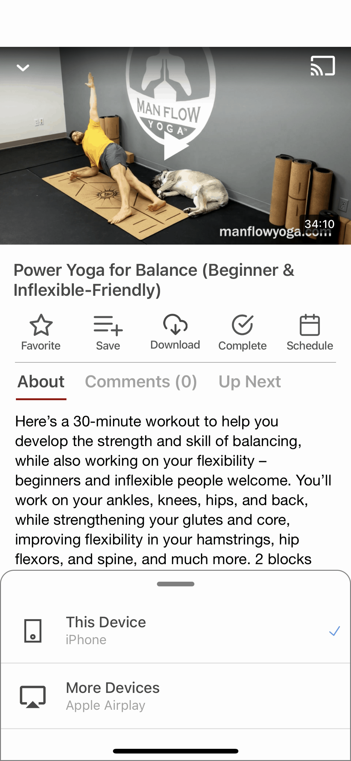 Man Flow Yoga App Workout Screenshot