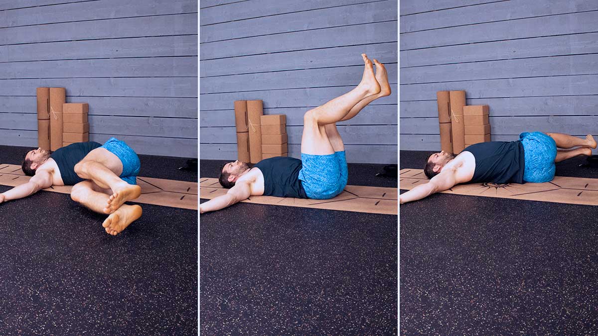 3. Reclined Spinal Twist (1 minute each side) 3. Reclined Spinal Twist (1 minute each side)