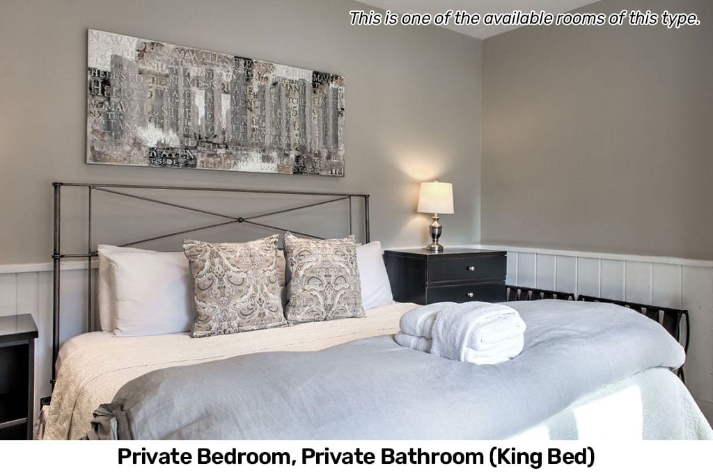 1x Private Bedroom and Bathroom (King Bed, Pvt Hallway Bathroom)