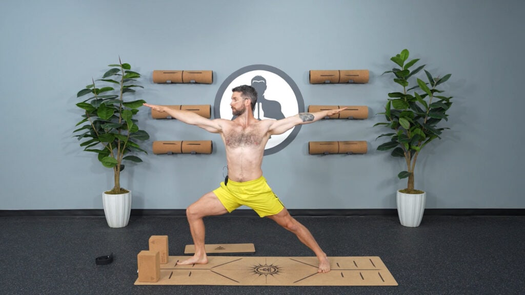 Inflexible Men: Try This Lower Body Yoga - Pose 3 - Part A: Warrior Two Inflexible Men: Try This Lower Body Yoga - Pose 3 - Part A: Warrior Two